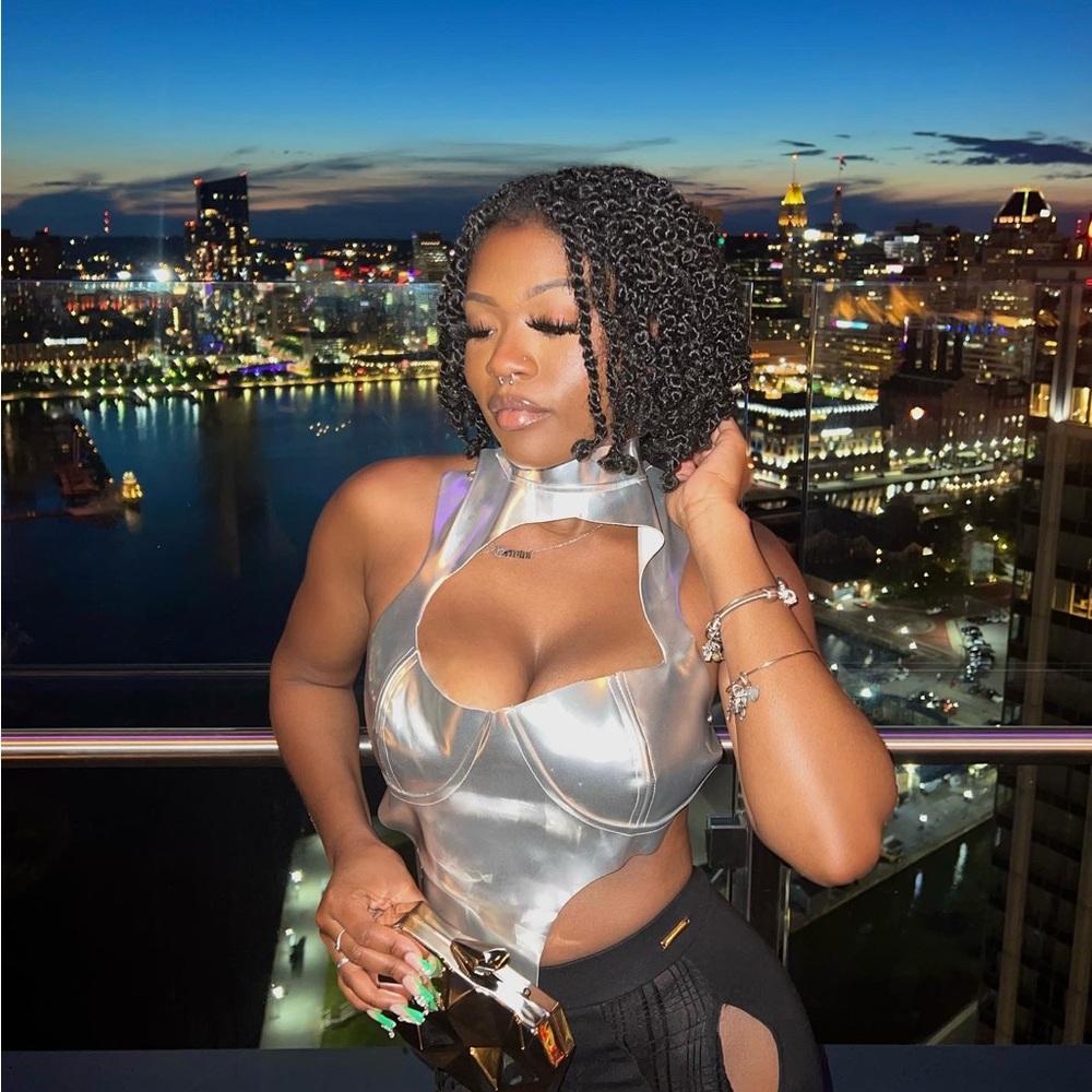 Silver Metallic Corset Top